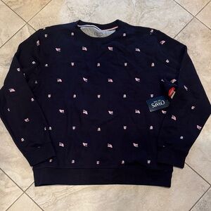 Chaps women’s Dark Blue Sweater with Mini Flag Design L